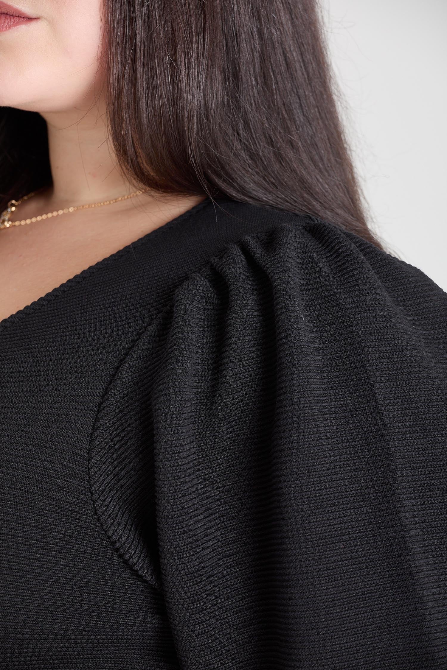 Ottoman Long Sleeve Wrap Jumpsuit - Black