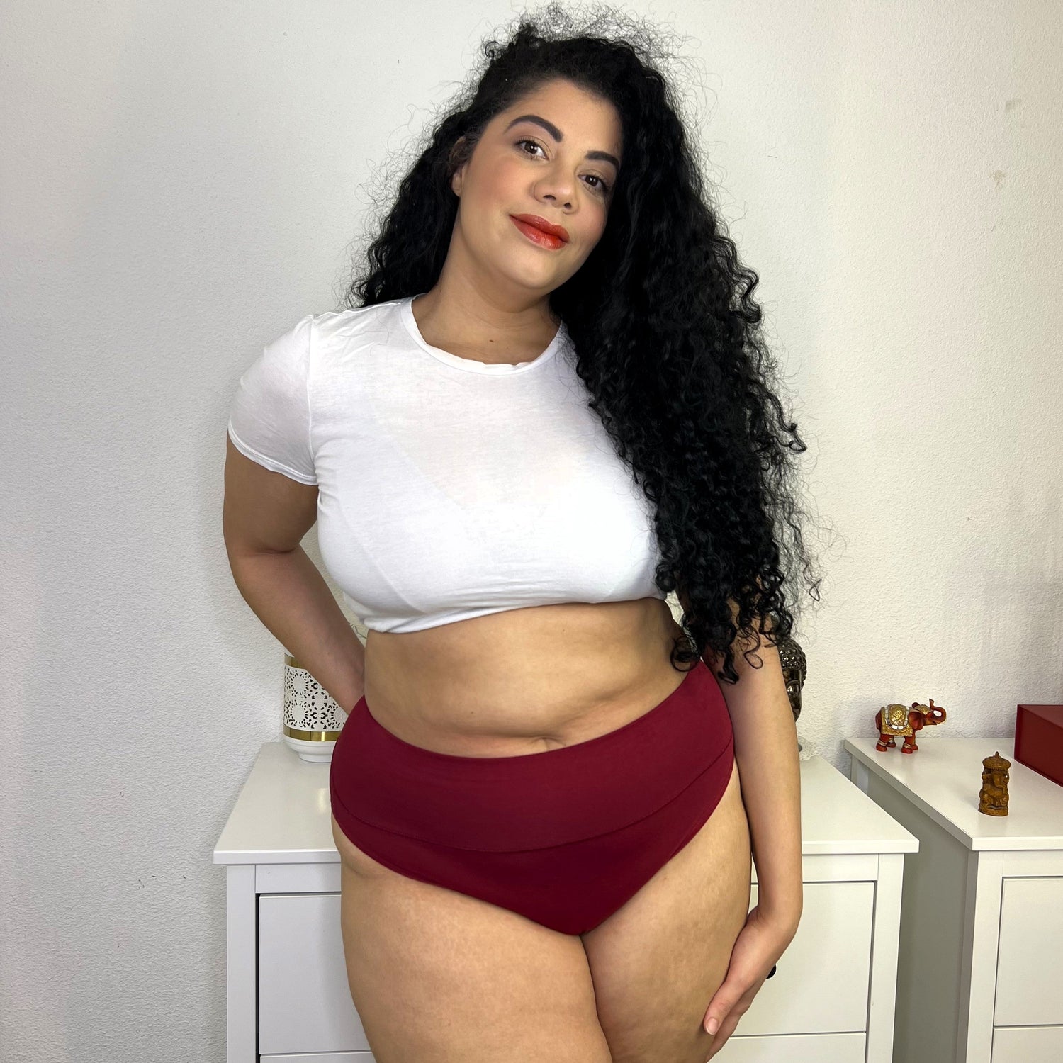 Organic Cotton Super High Leg Knickers - Blood red