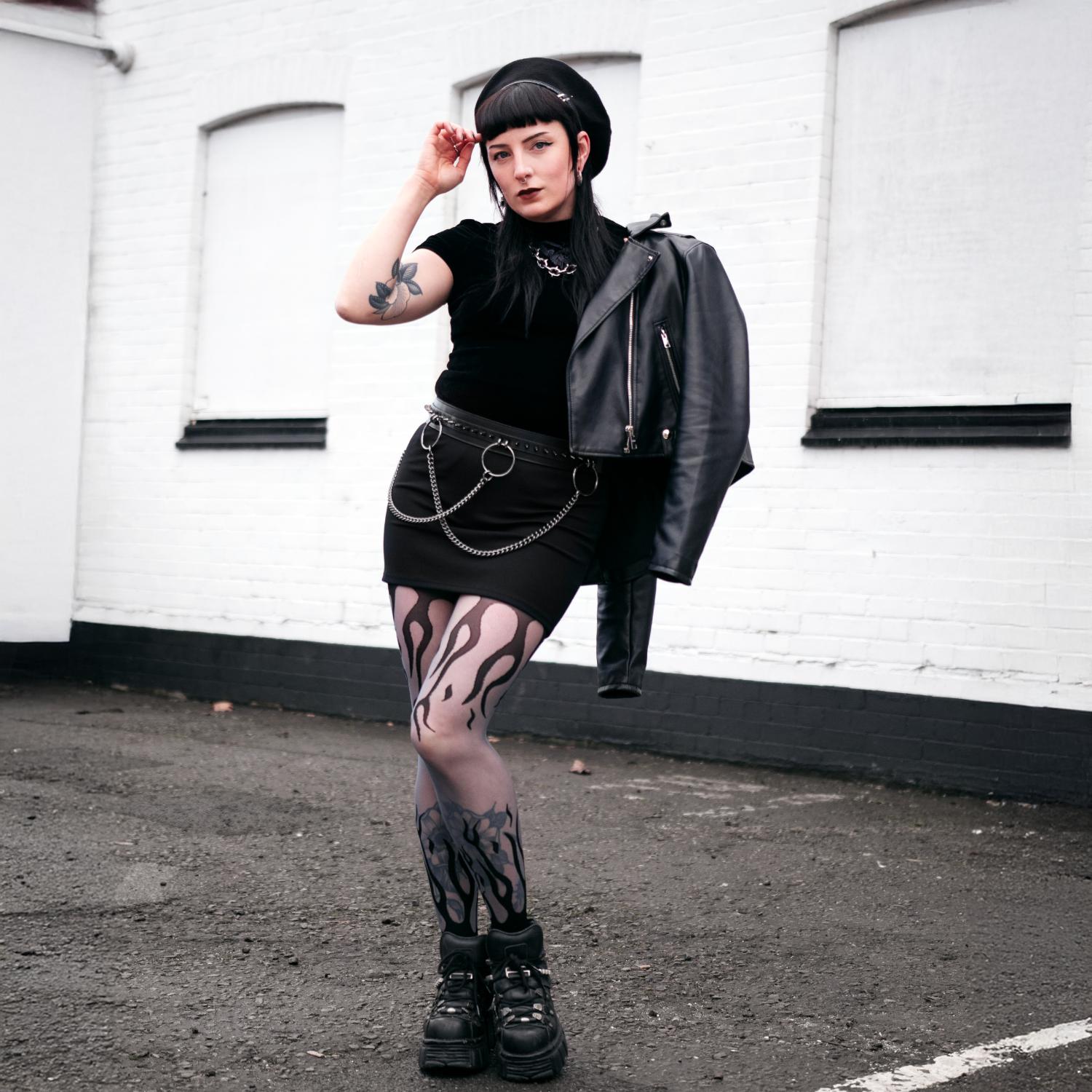 Flames Sheer Tights