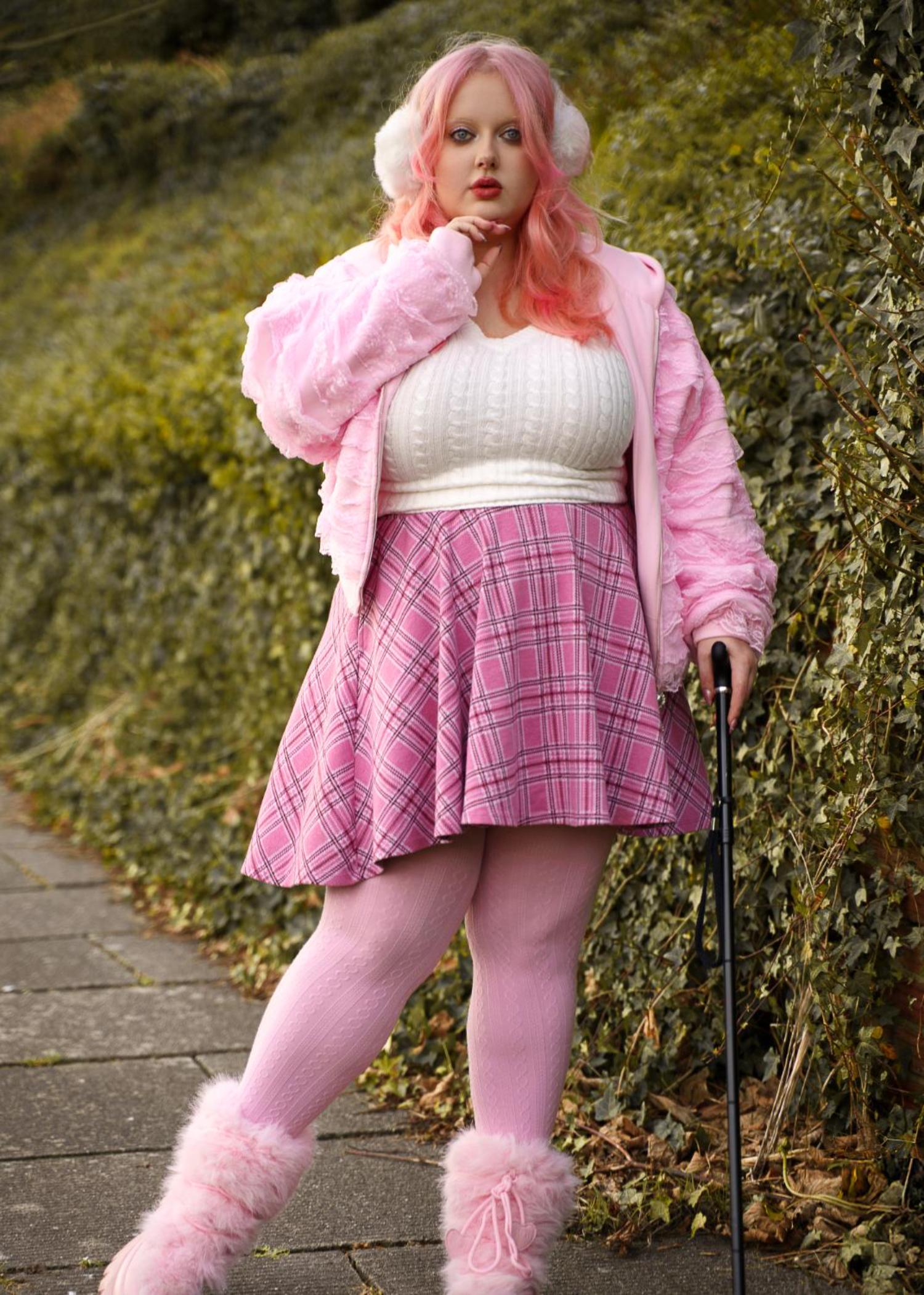 Grannies Cable Knit Wool Tights V2 - Piglet
