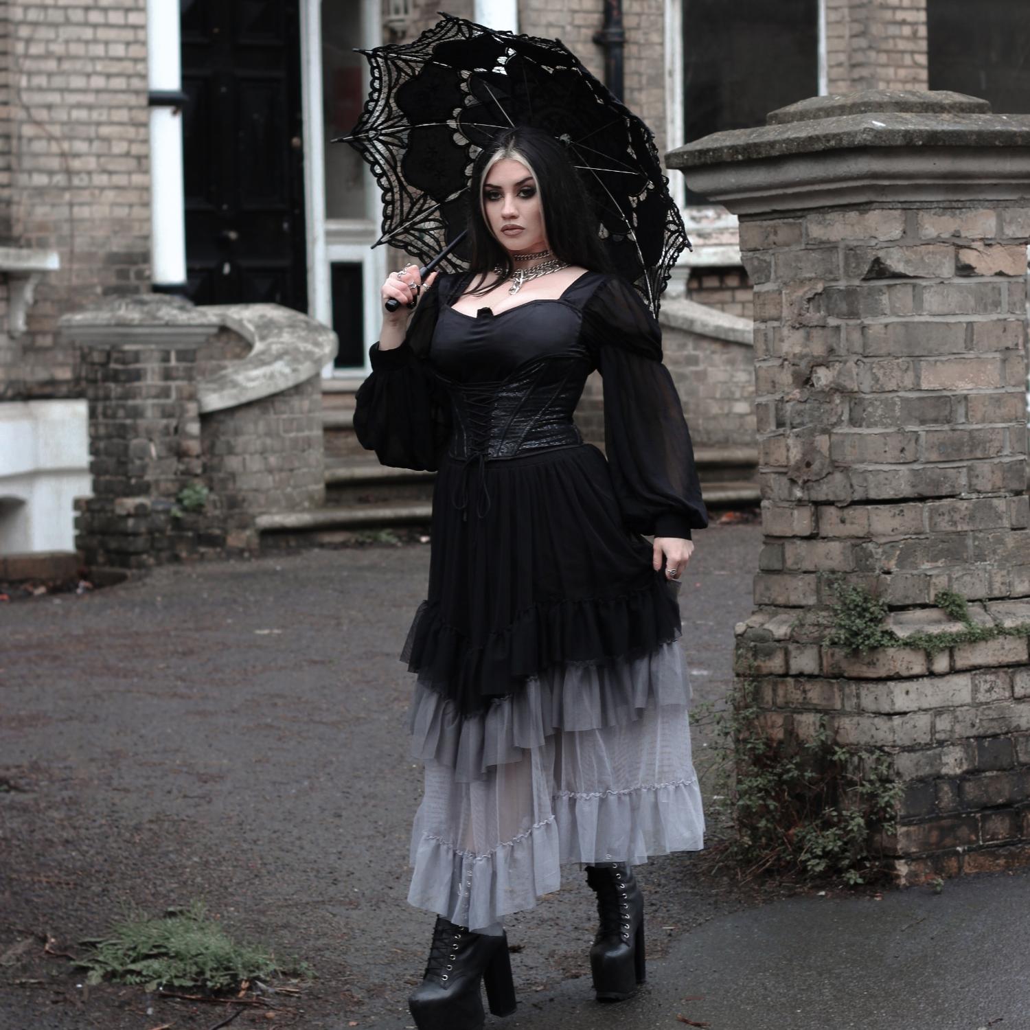 Mesh Maxi Skirt - Black Ombre