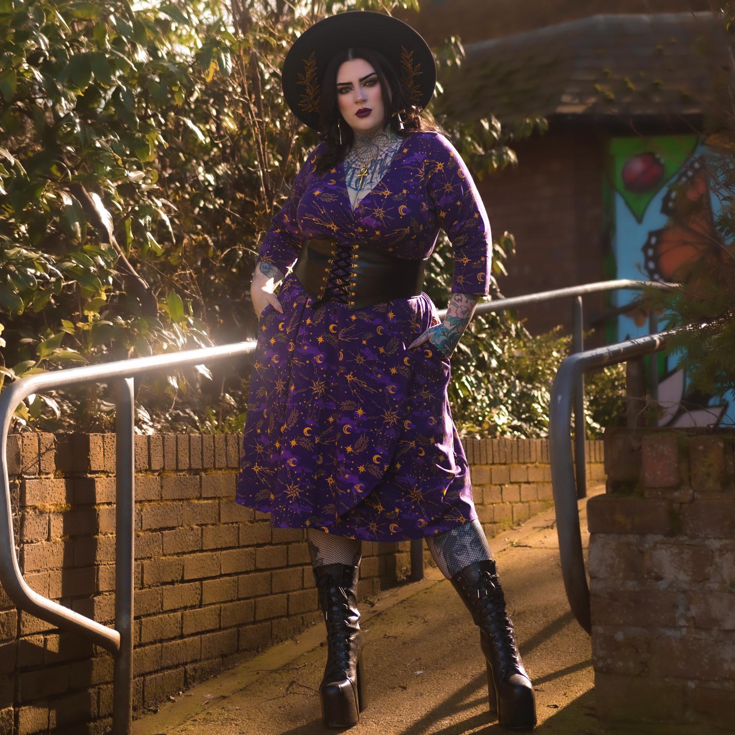 Celestial Wrap Dress - Purple / Gold