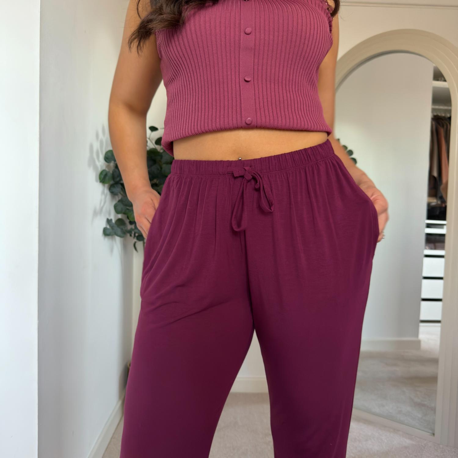 Bamboo Lounge Joggers - Cherry