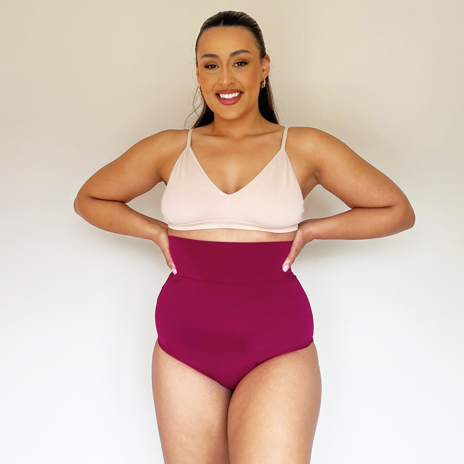 Braguitas de algodón orgánico de cintura alta - Frambuesa