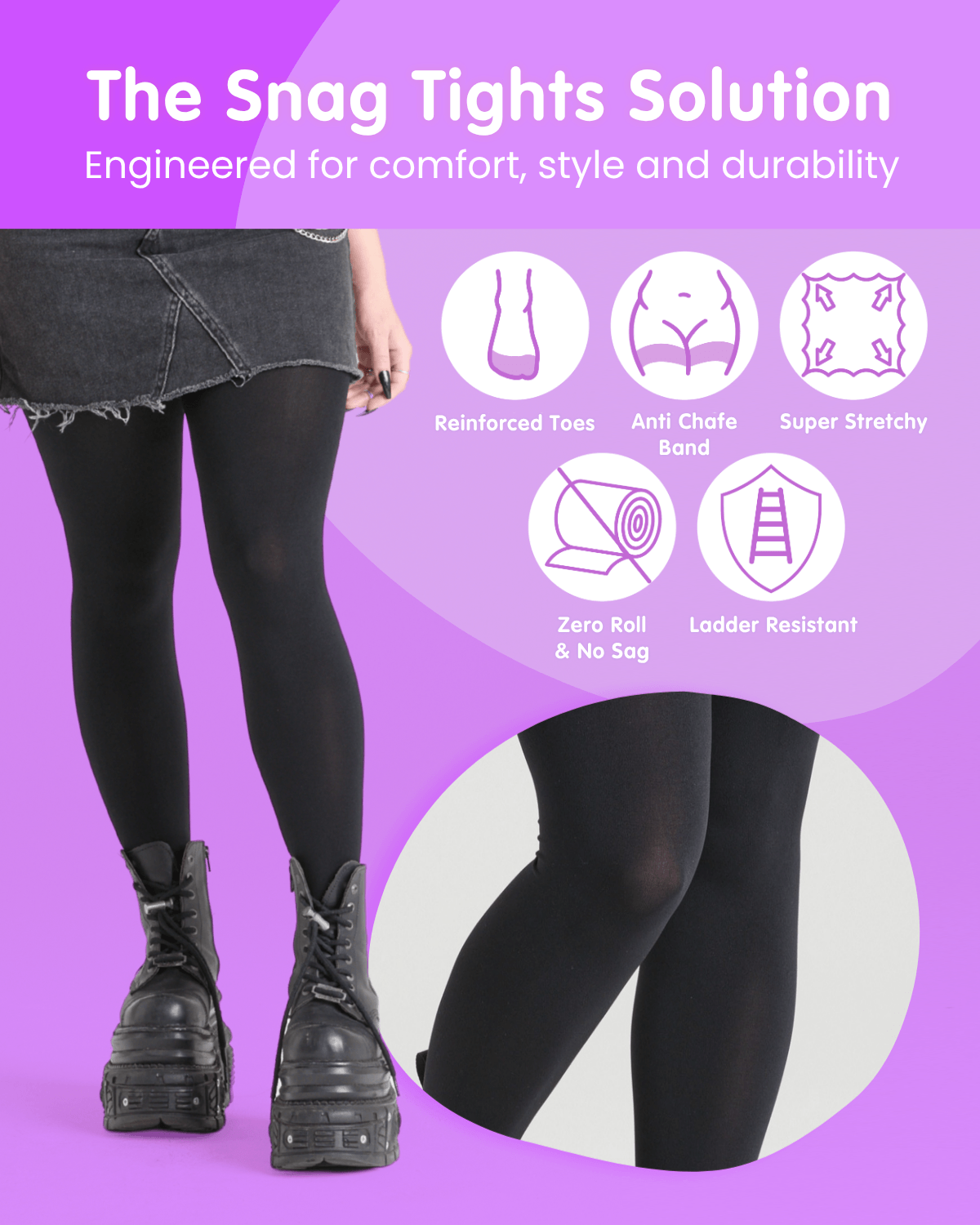 120 Denier Super-Opaque Tights - Fancy Darkness