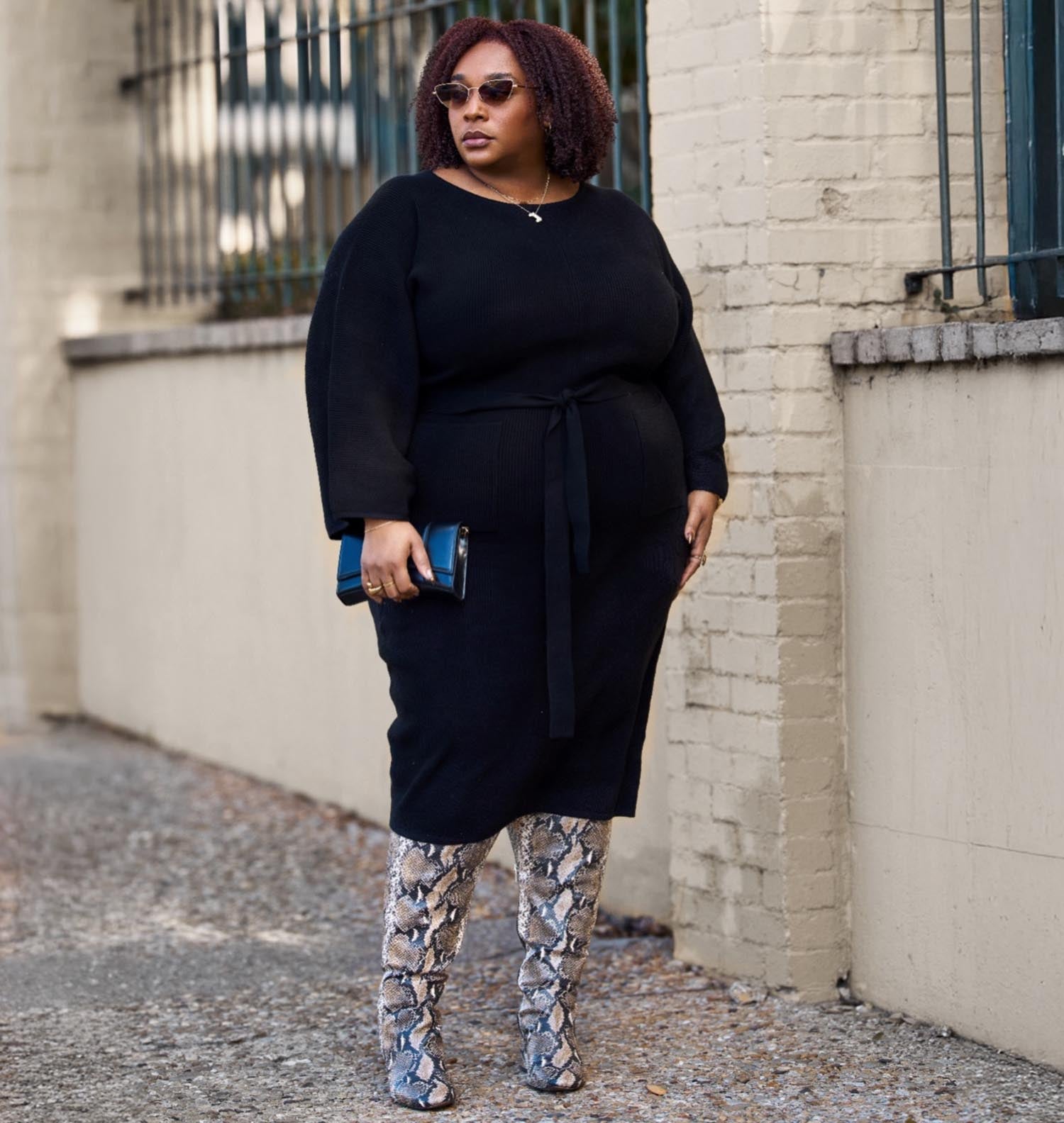 Vestido de capullo de punto midi - negro