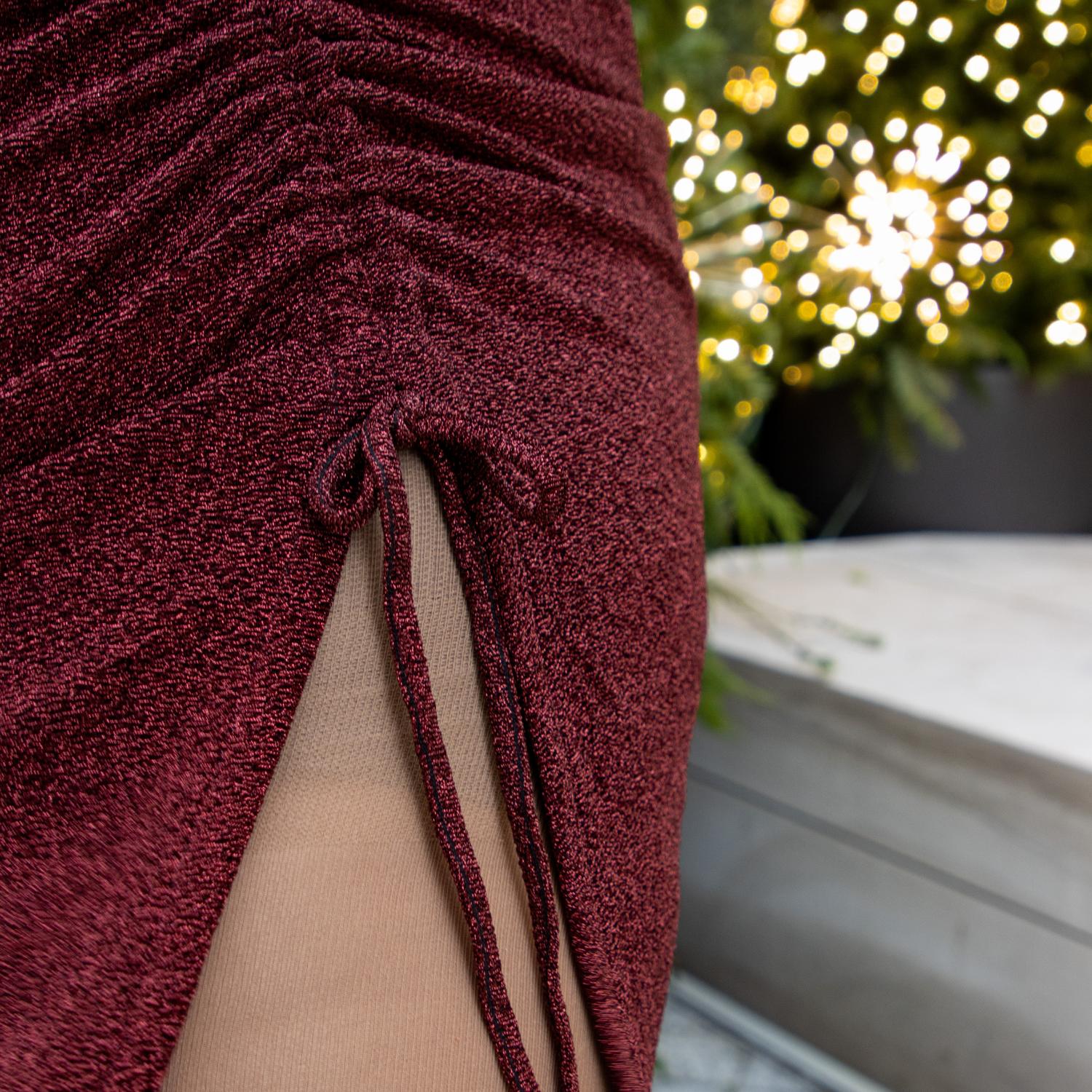 Robe à manches longues en lurex - Bordeaux