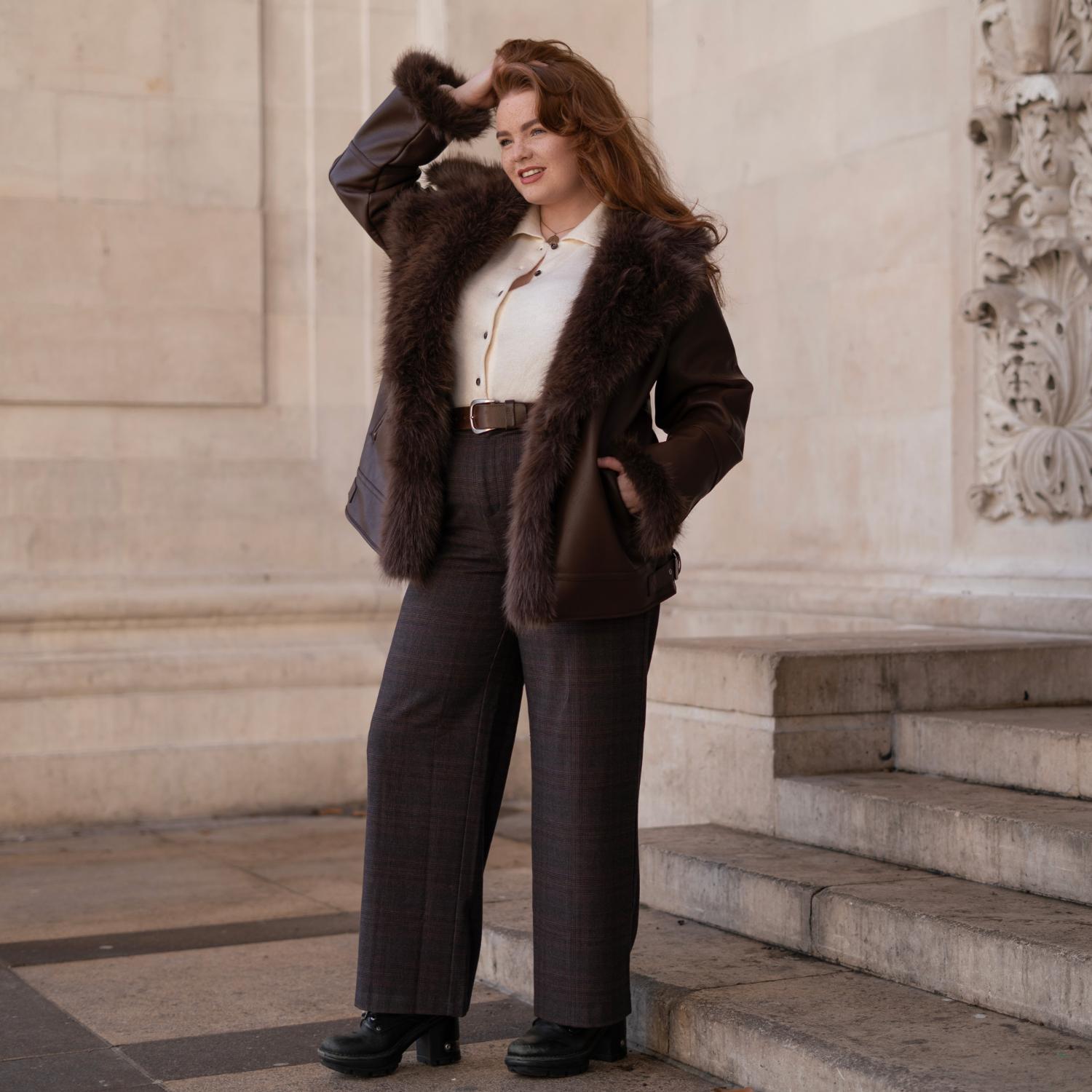 Amelia Aviator Jacket - Brown