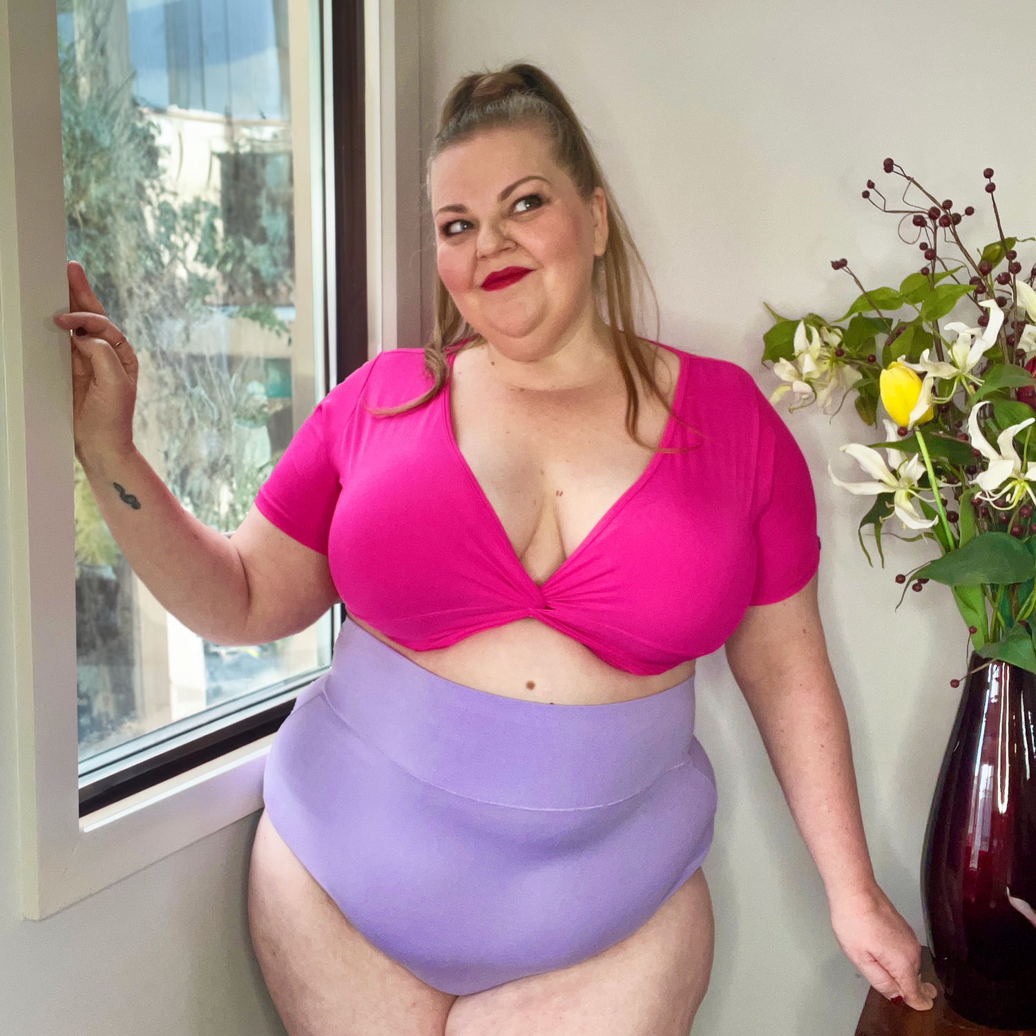 Culotte taille haute en coton bio - Cassis de Violet