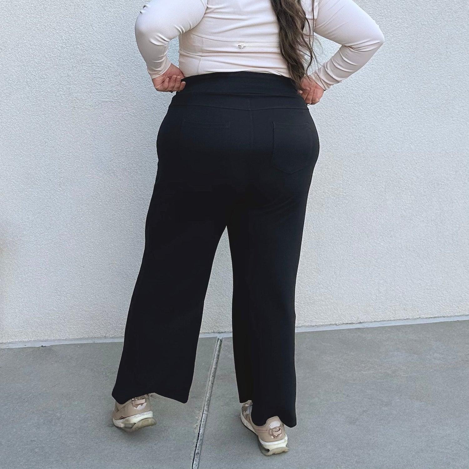 Squat-Proof Wide Leg Leggings - Black