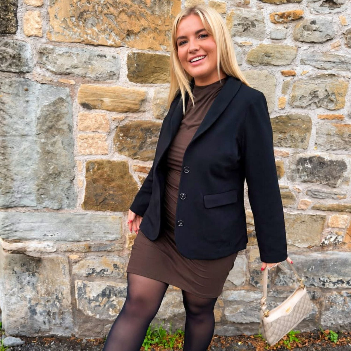 Tailored Ponte Roma Blazer - Black