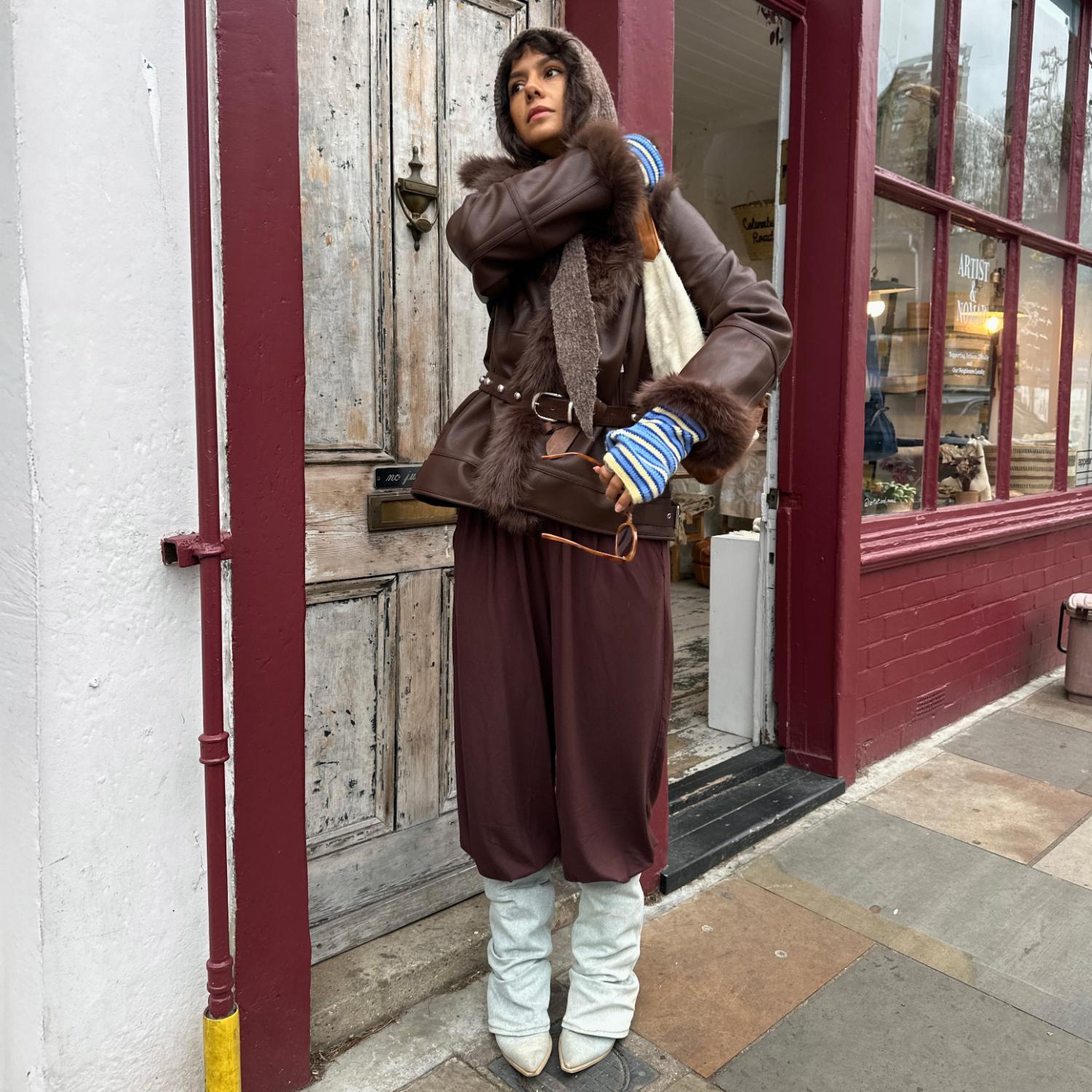 Amelia Aviator Jacket - Brown