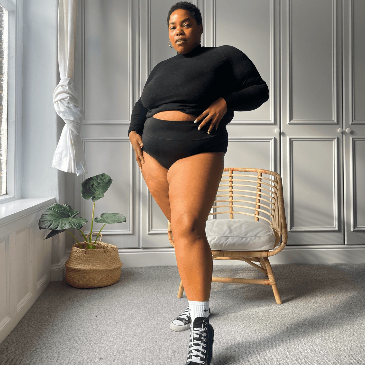 Knickers breves completos - 3 pares en negro