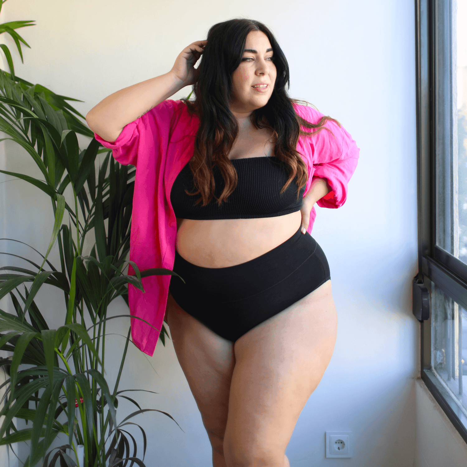 Culotte taille haute en coton biologique - Noir
