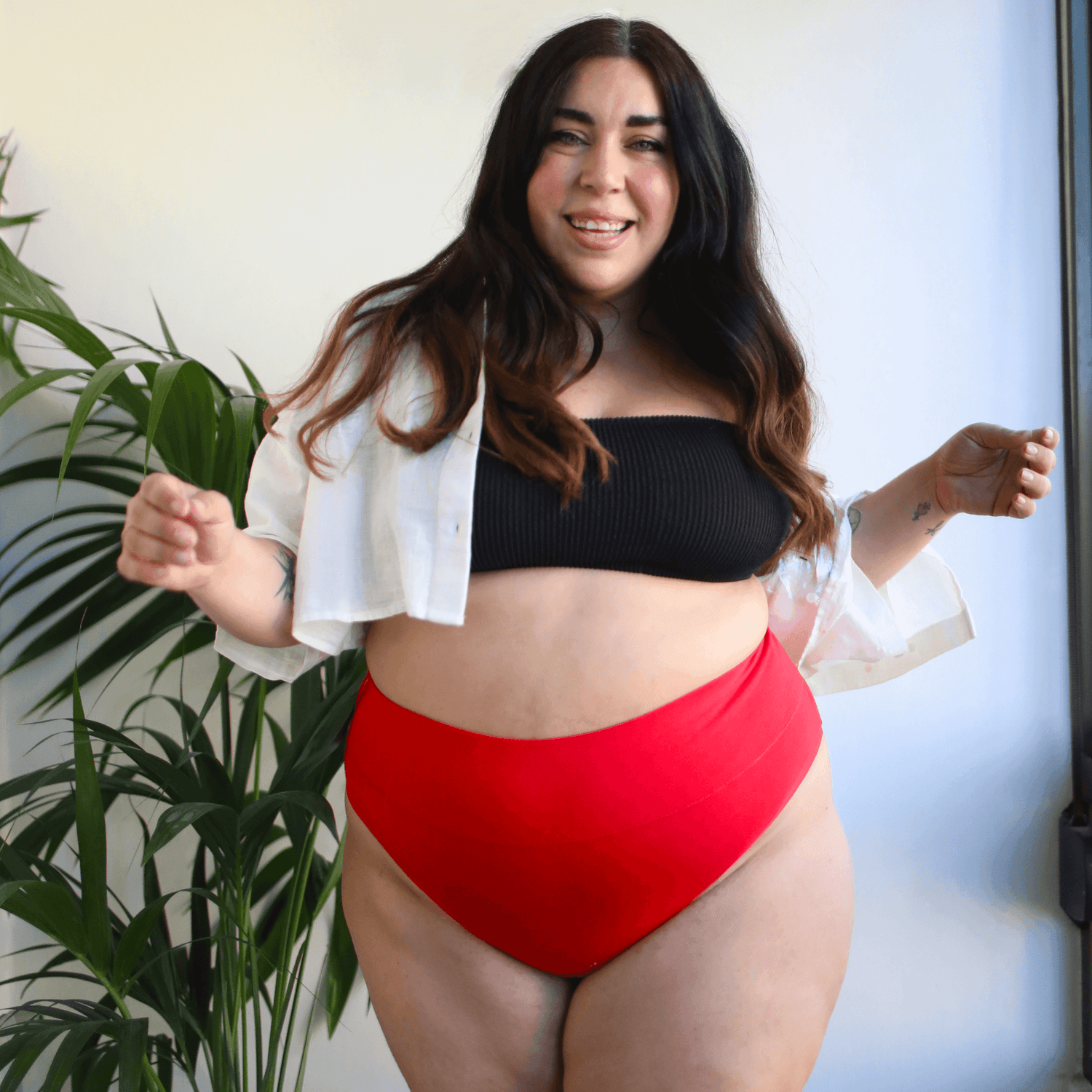 Organic Cotton Cheeky High Leg Knickers - Lobster