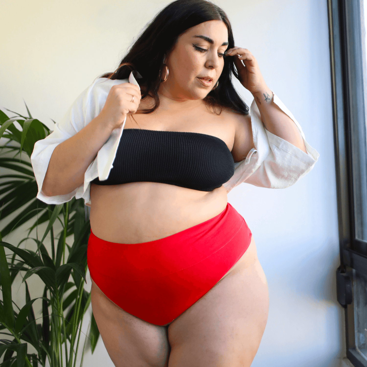 Organic Cotton Cheeky High Leg Knickers - Lobster