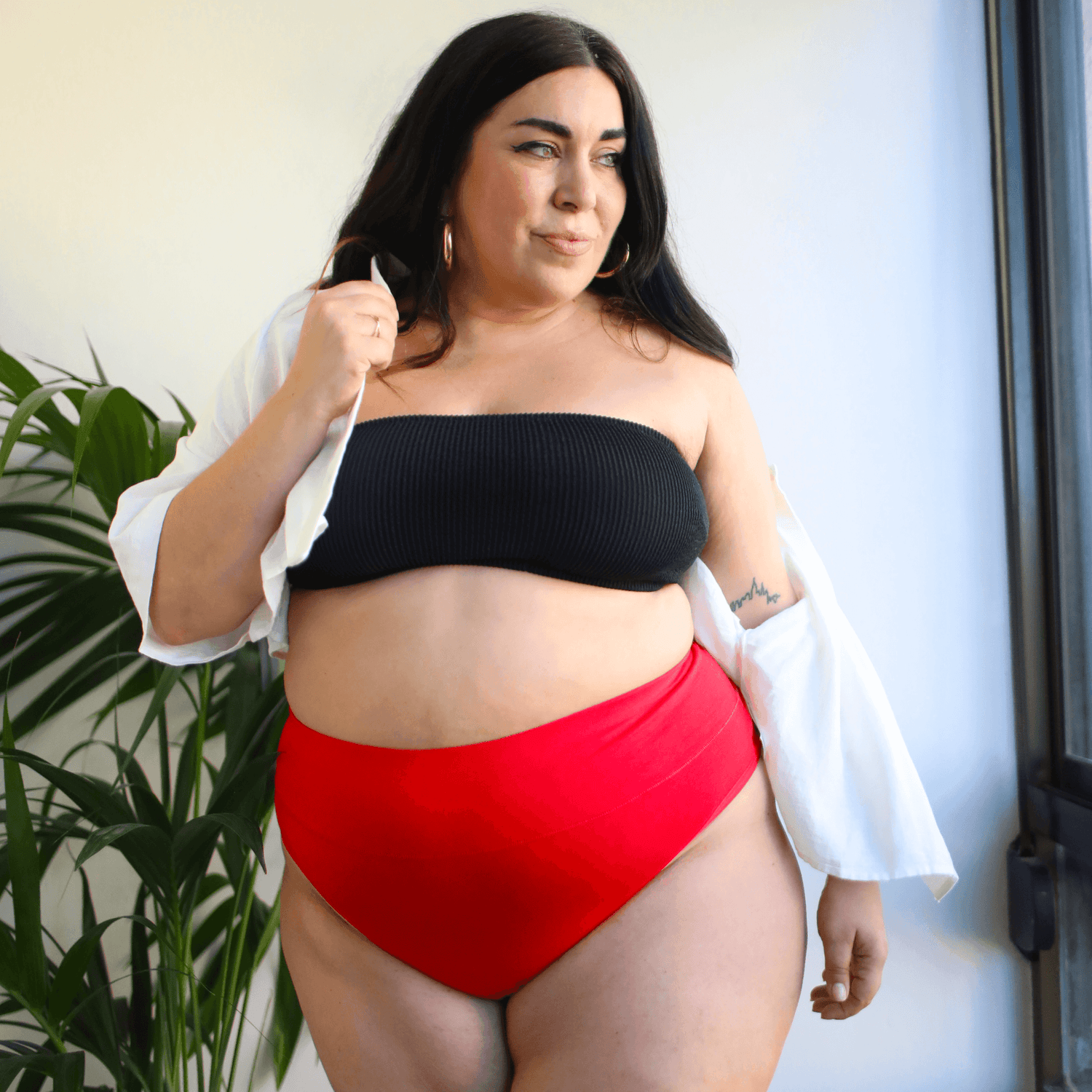 Organic Cotton Cheeky High Leg Knickers - Lobster