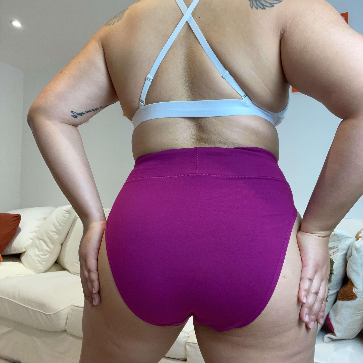 Organic Cotton Super High Leg Knickers - Figgy Pudding