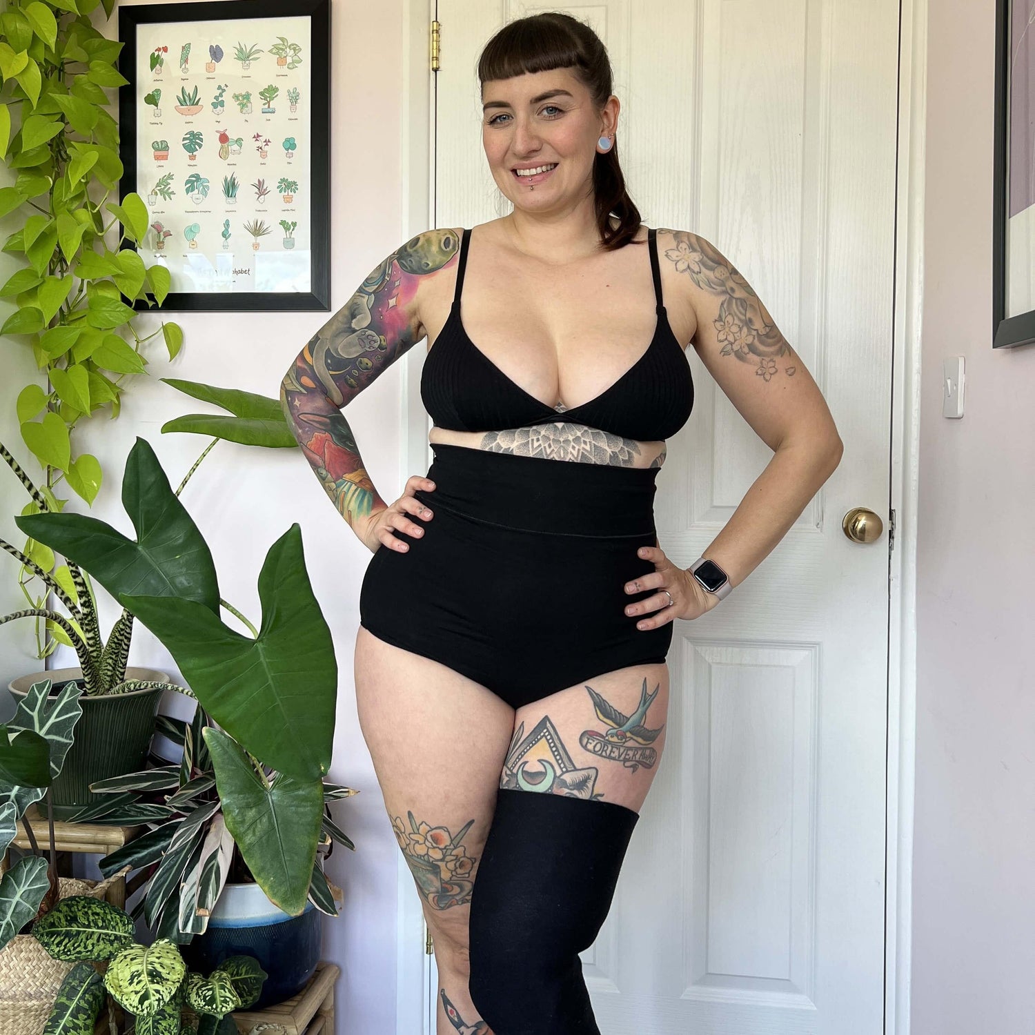 Culotte taille haute en coton bio - Noir
