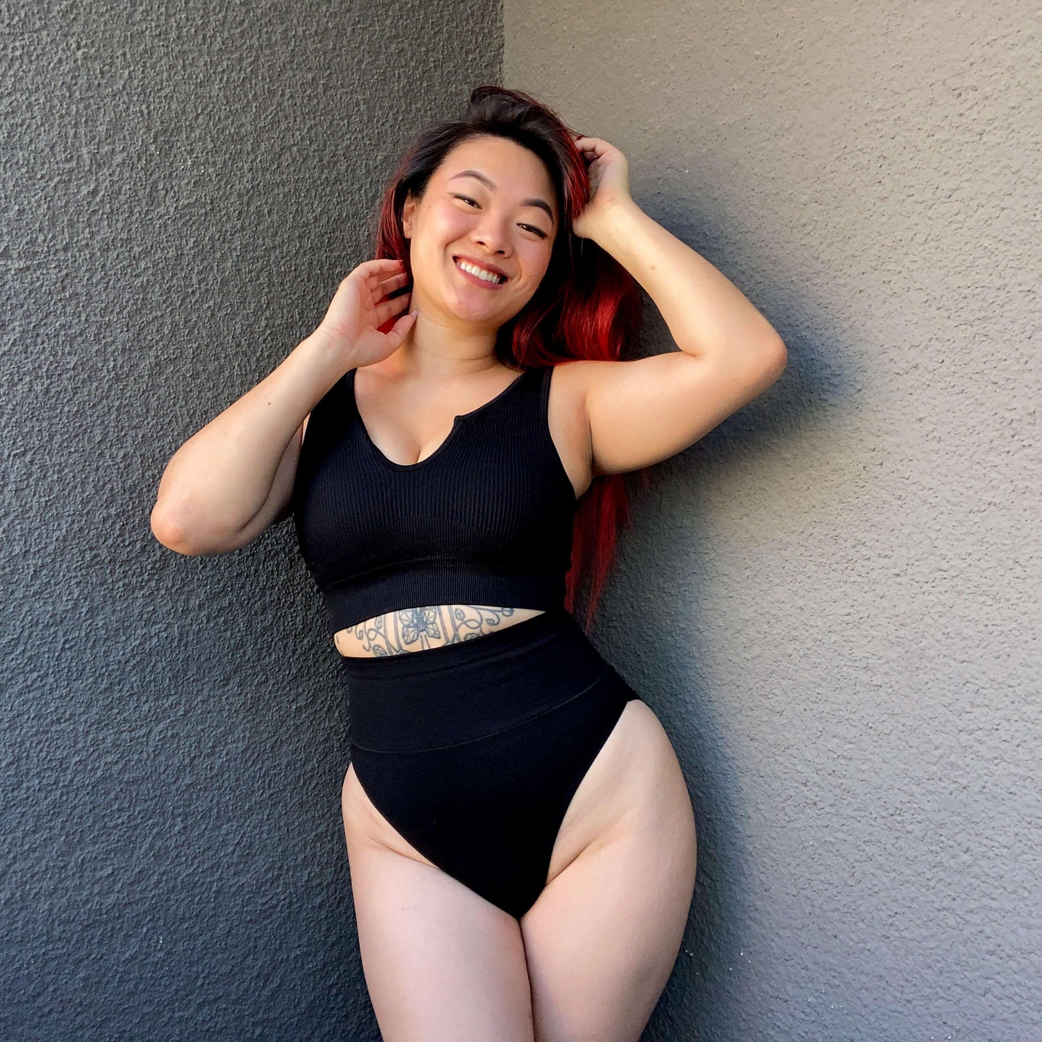 Braguitas de algodón orgánico de pierna alta - Negro