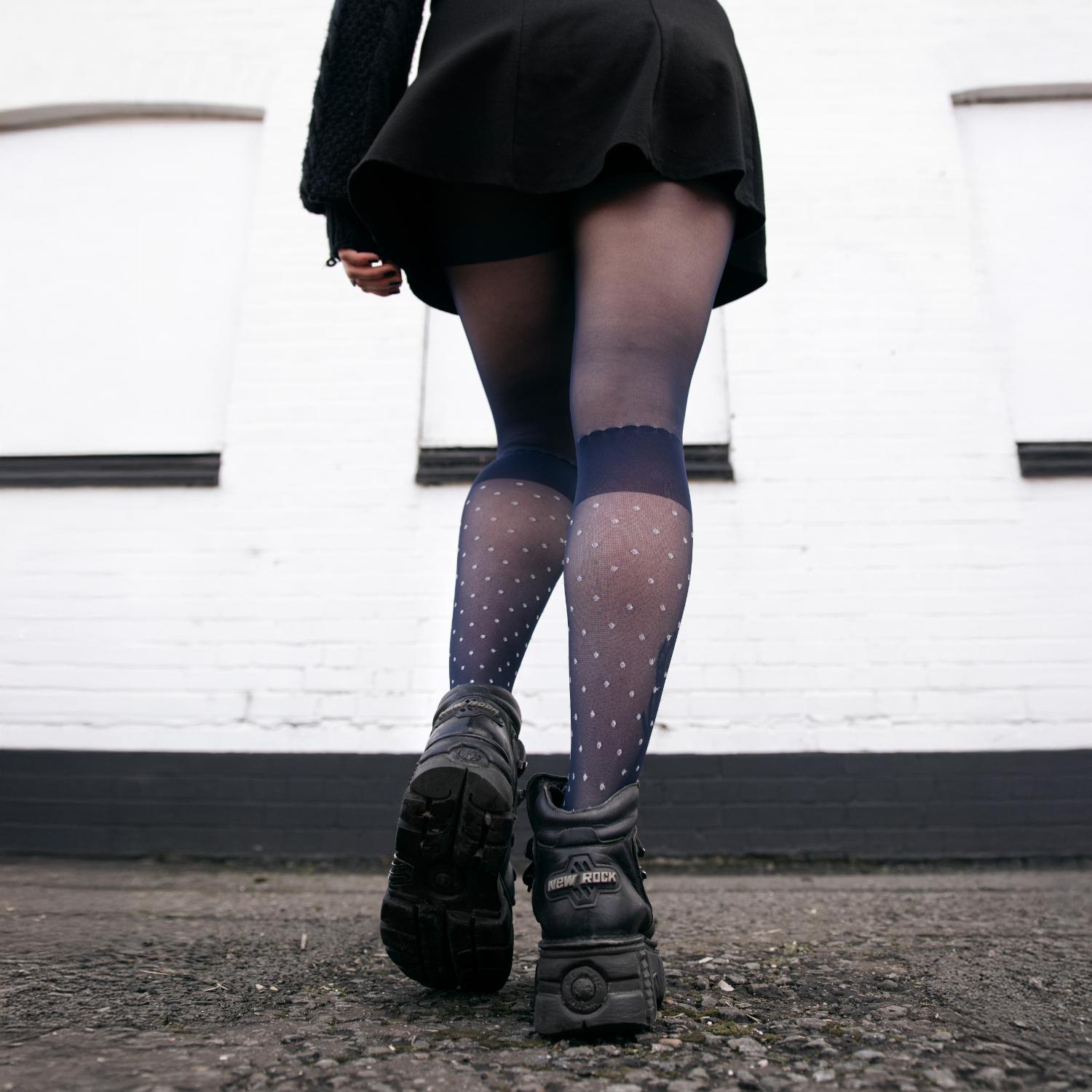 Seoul Chic Faux Sock Tights - Navy