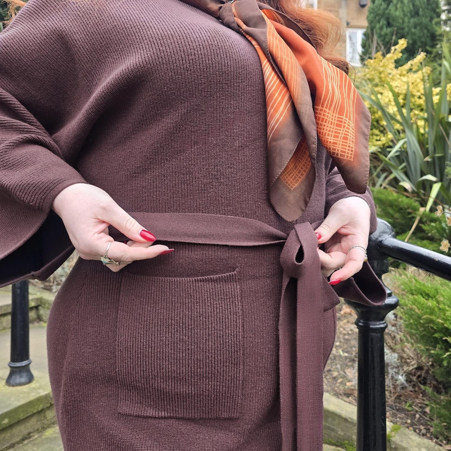 Midi Knitted Cocoon Dress - Hot Chocolate