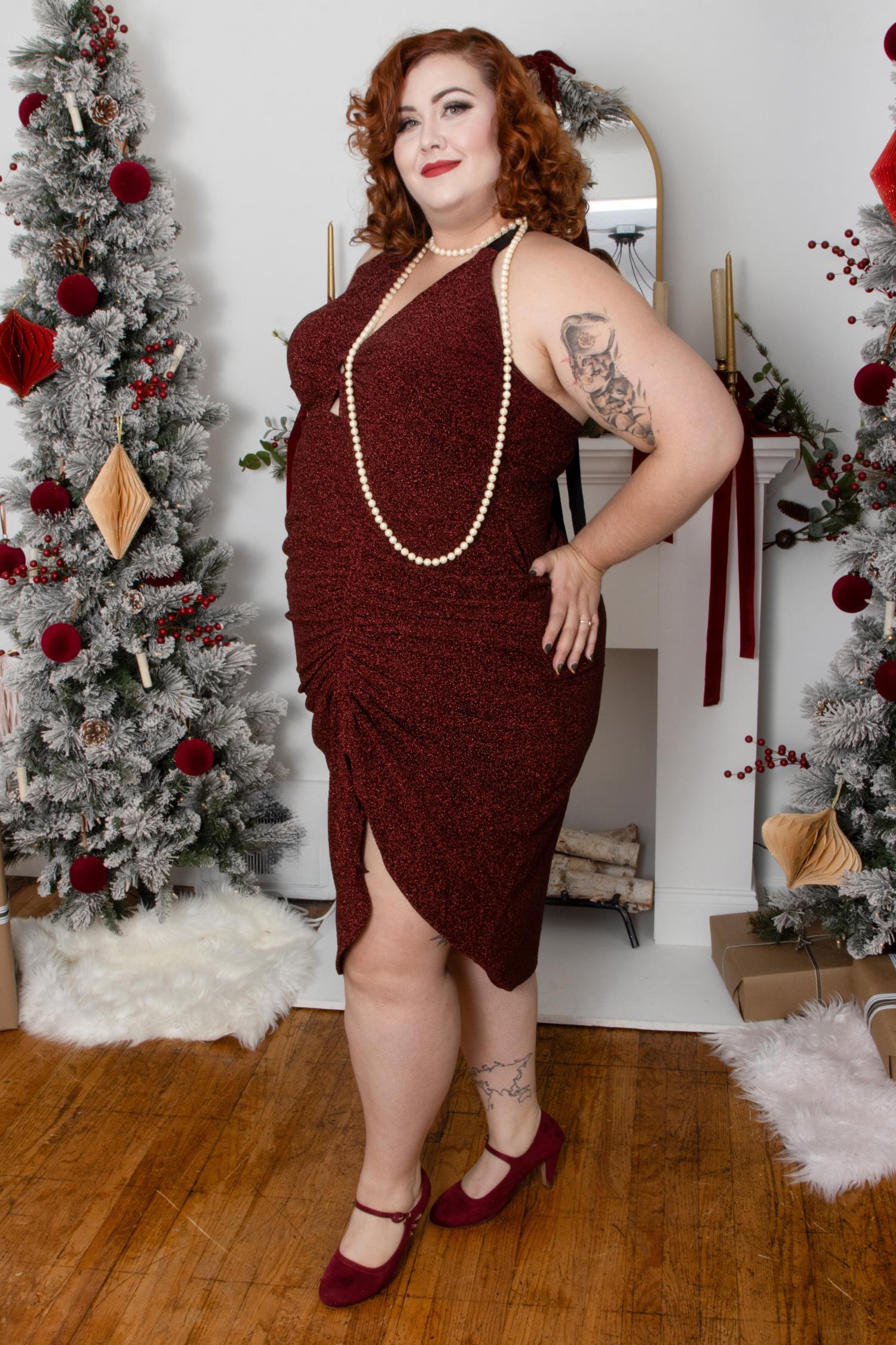 Robe dos nu en lurex - Bordeaux