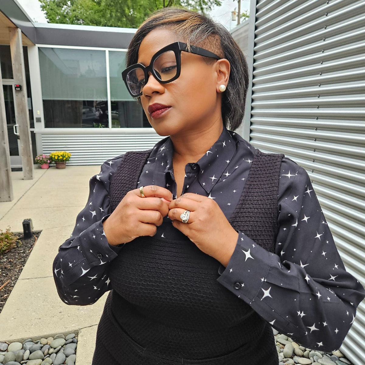 Woven Viscose Tailored Shirt - Night Sky