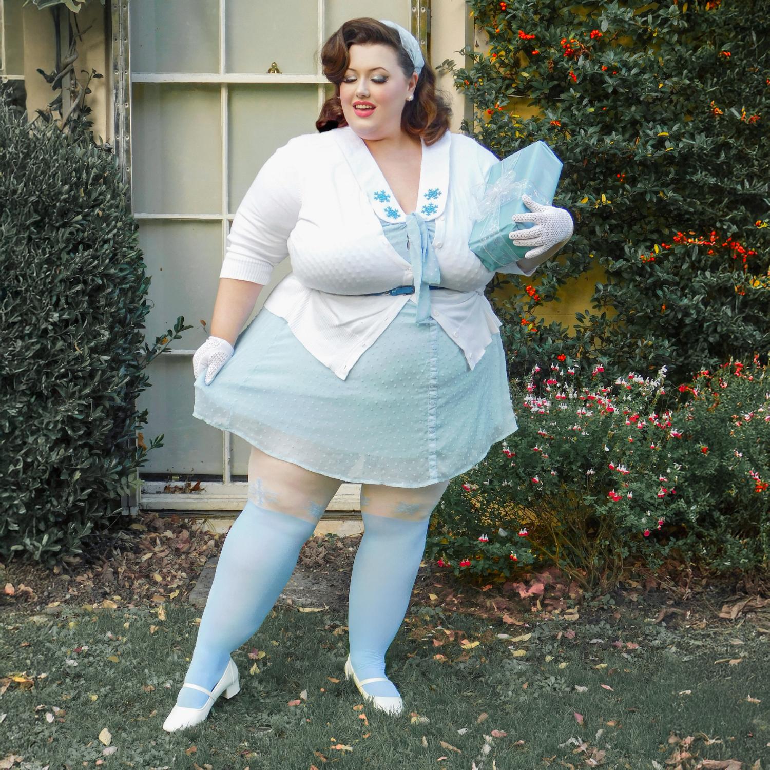 80 Denier Opaque Tights - Snowflake Garter