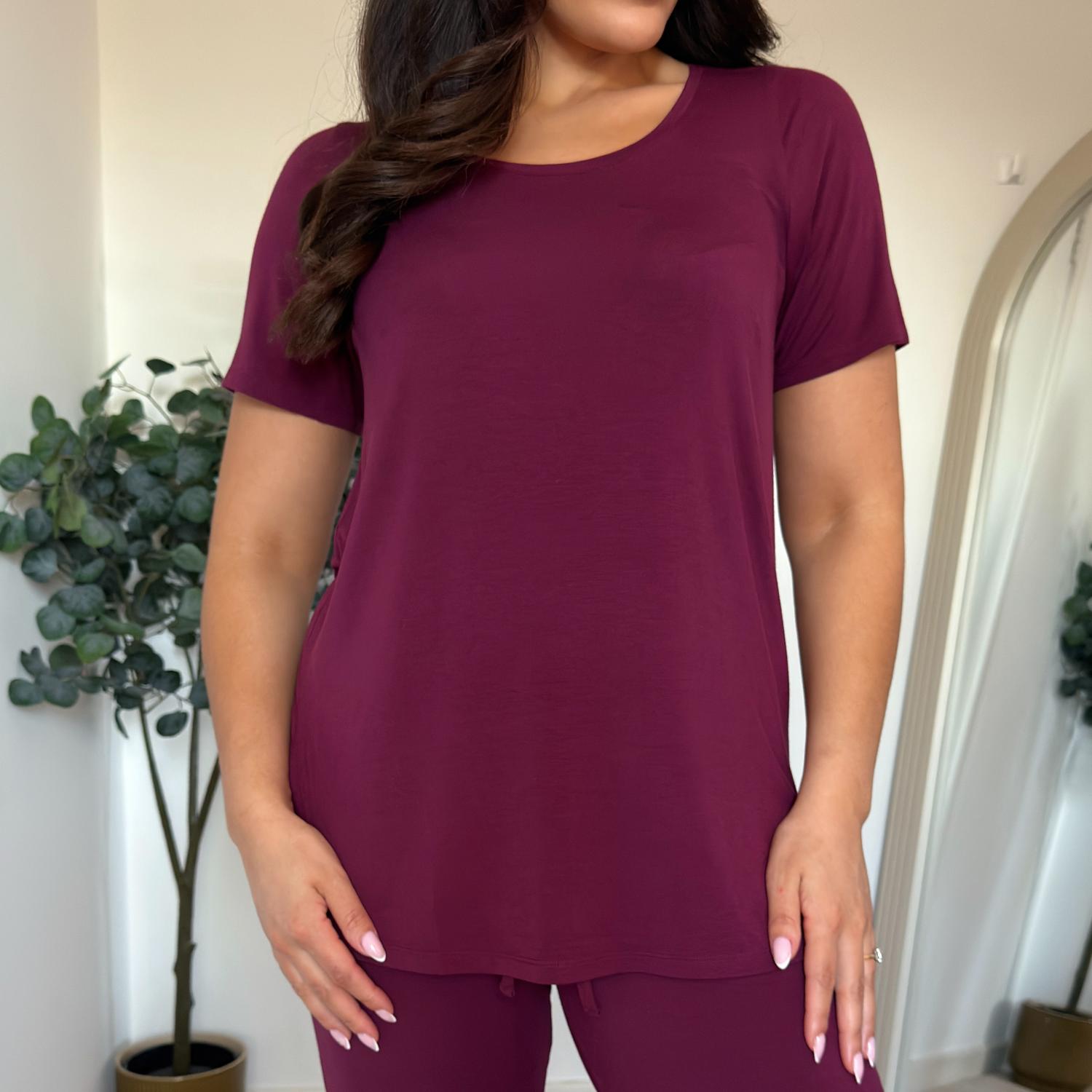 Bamboo Lounge T-Shirt - Cherry