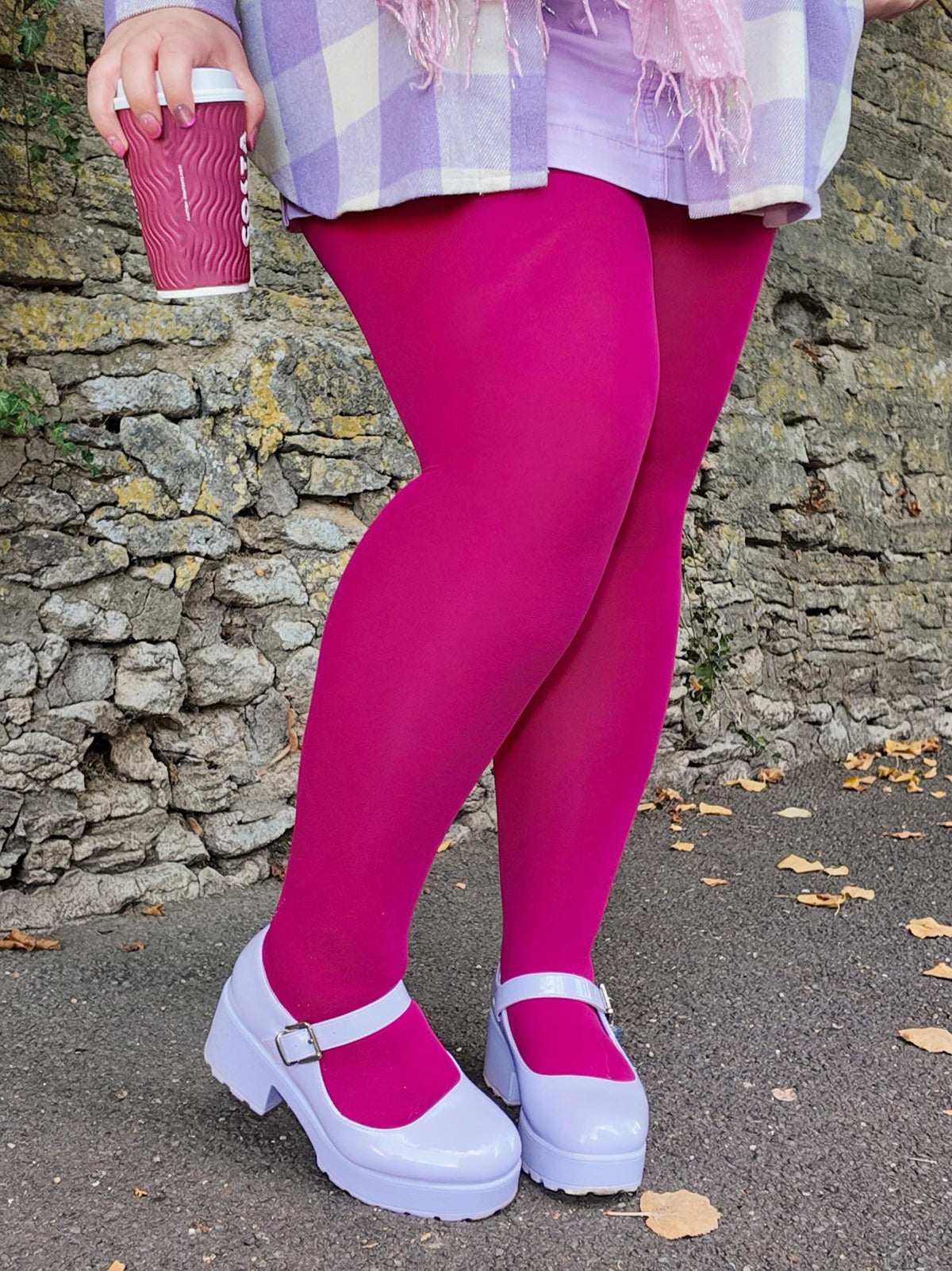 120 Denier Super-Opaque Tights - Raspberry Pie