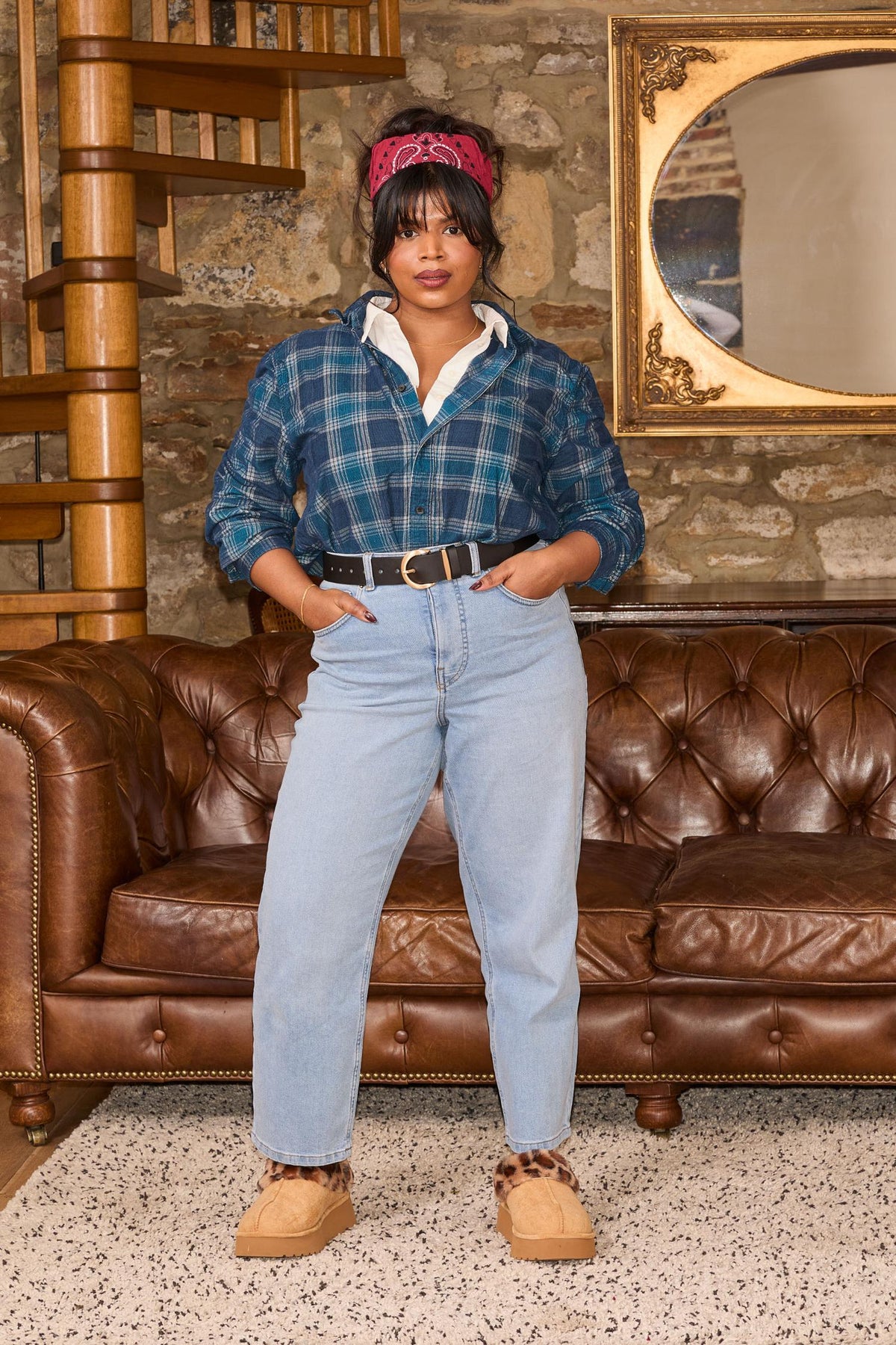 Organic Mom Jeans - Aegean