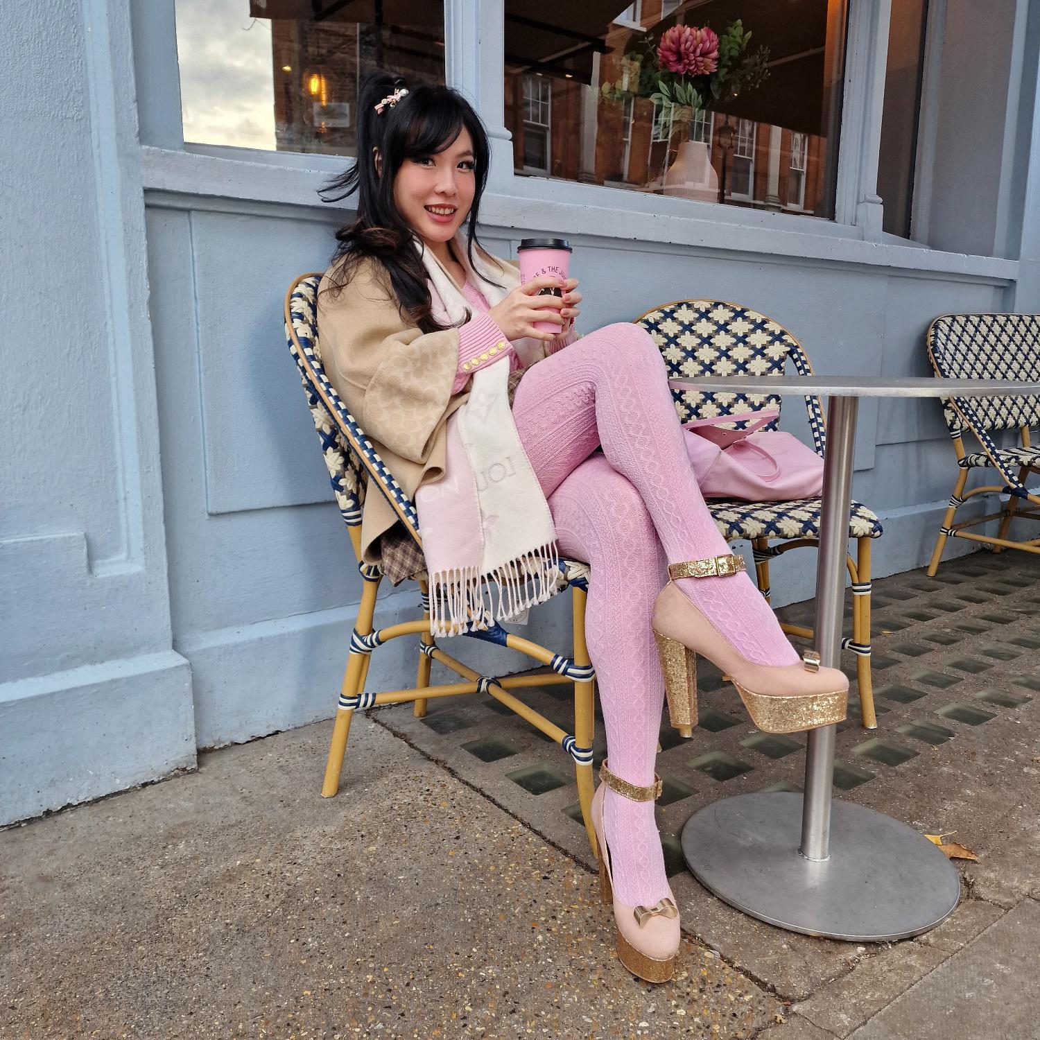 Grannies Cable Knit Wool Tights V2 - Piglet