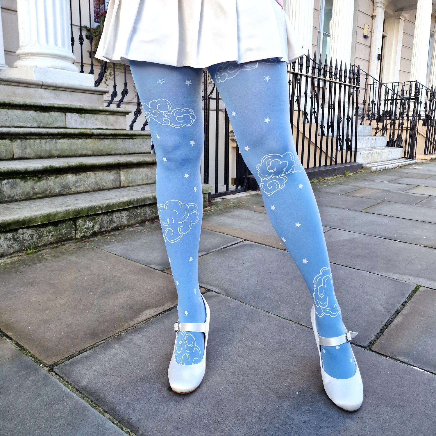 80 Denier Opaque Tights - Woodcut Clouds