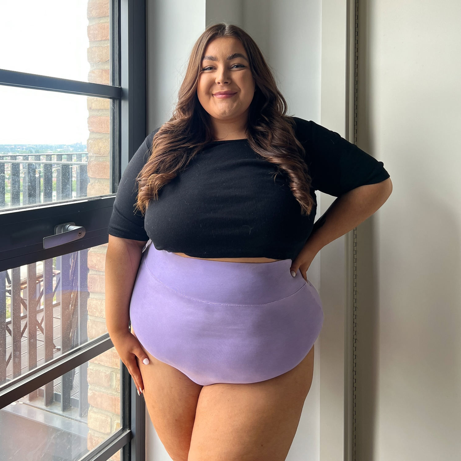 Culotte taille haute en coton bio - Cassis de Violet