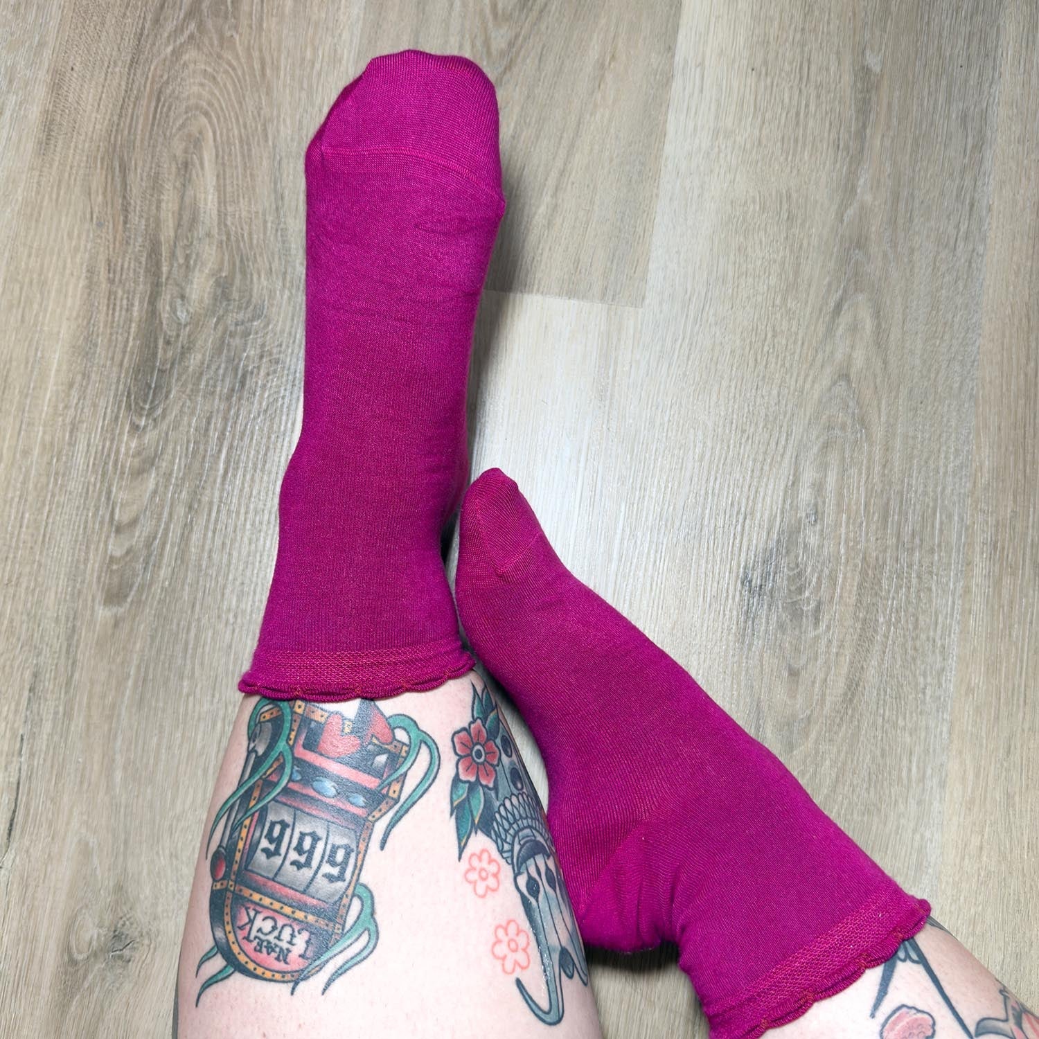 Chaussettes montantes en bambou - Hibiscus