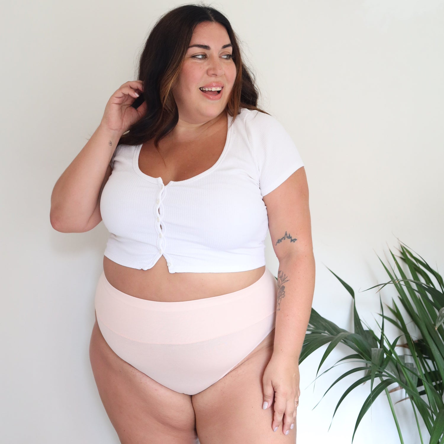 Braguitas de algodón orgánico de pierna alta - Rosa ballet